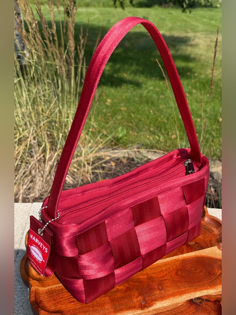Vintage Harvey’s “The Original Detroit” Scarlet Red Baguette Shoulder Bag EUC - Picture 6 of 15
